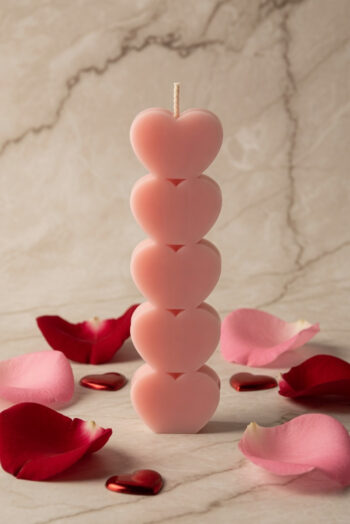 5 Heart Pillar Candle