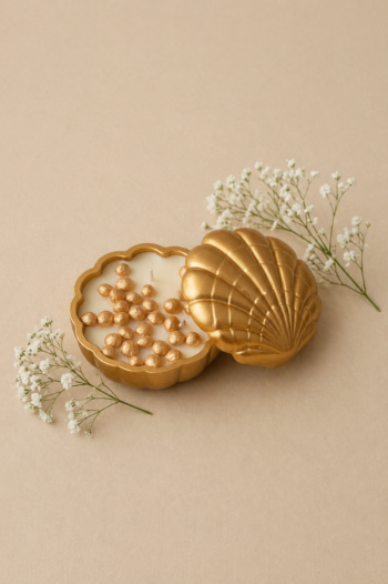 Golden Shell Jar With Pearls