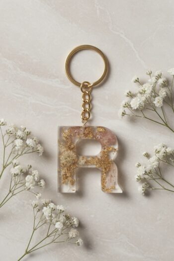 Floral Alphabet Keychain