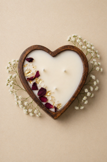 Wooden Heart Jar Candle