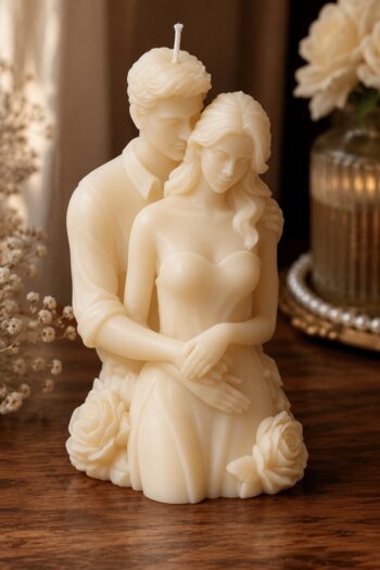 Couple hugging candle